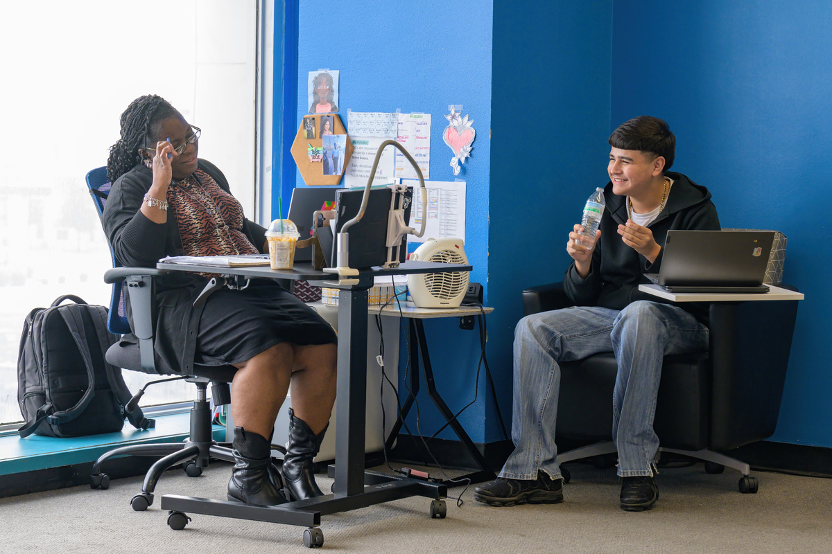 Student working with content coach